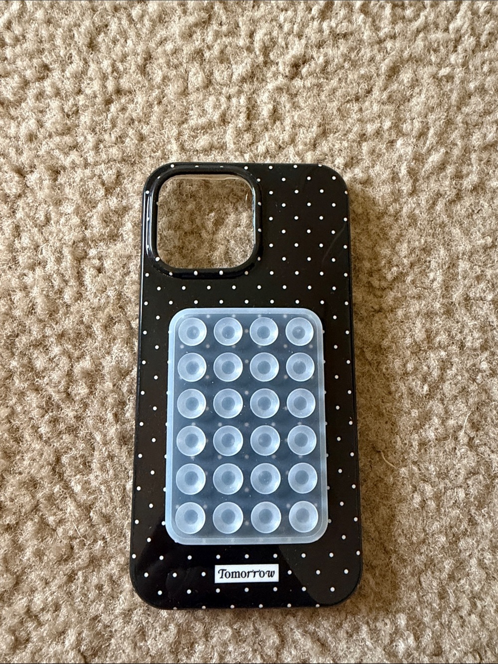 14 pro max Black Polka Dot Phone Case with Clear Pop Grip